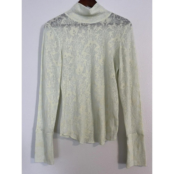 Intimately Free People Top Women’s L Neon Green Long‎ Sleeve Soft Semi Sheer - Picture 1 of 6